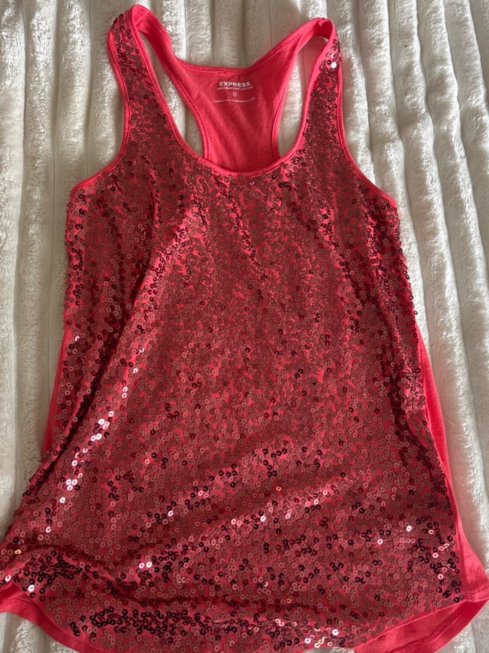 Express Pink Sequin Racerback Tank Top